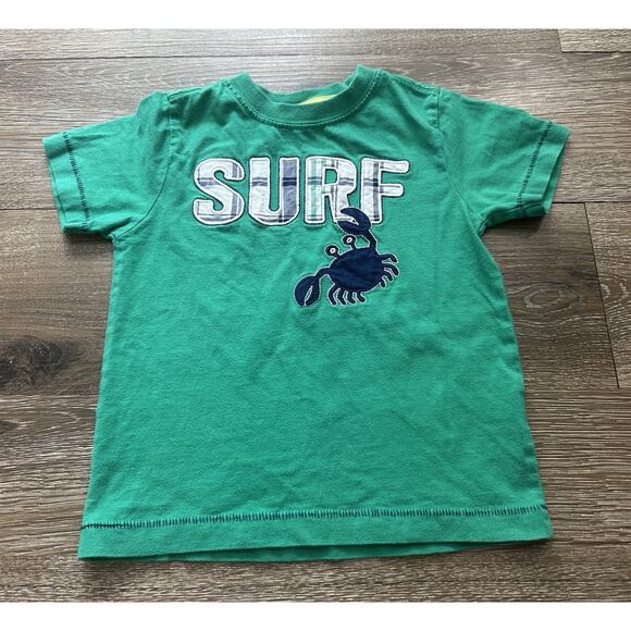 Gymboree Boys 18-24M Green Surf T-Shirt VGUC Beach Summer Graphic Tee - Picture 1 of 4